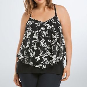 TORRID FLORAL CHIFFON OVERLAY CAMI TOP